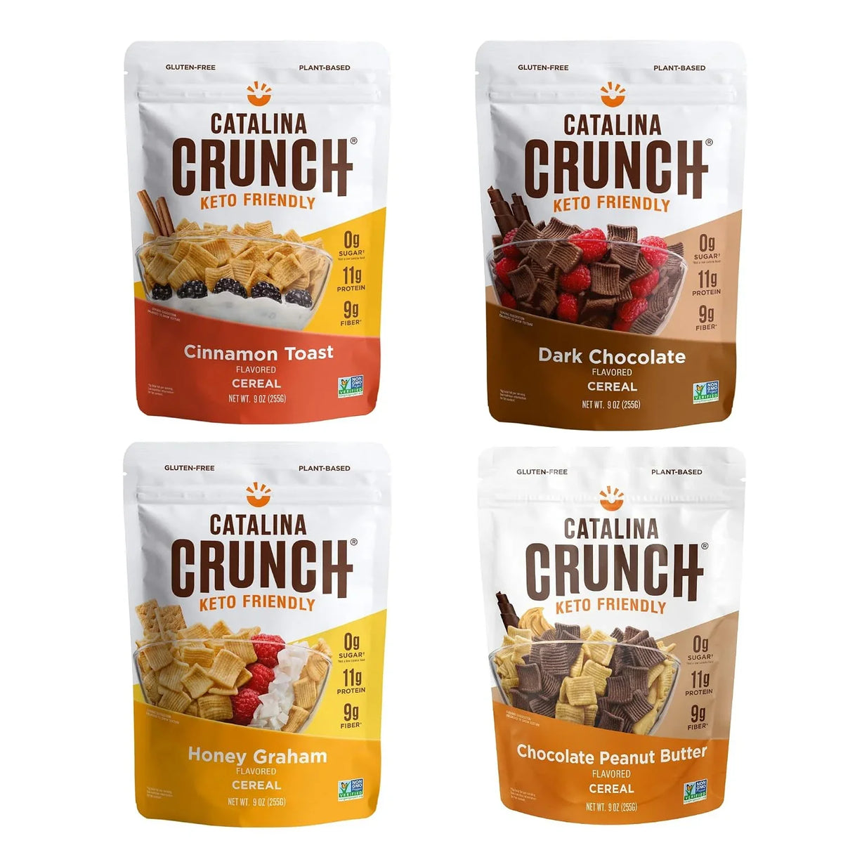 Catalina Crunch Keto Cereal Variety Pack (4 Flavors), 9oz bags | Low Carb, Zero Sugar, Gluten & Grain Free, Fiber | Keto Snacks, Vegan Snacks, Protein Snacks | Breakfast Protein Cereal | Keto Friendly Foods…