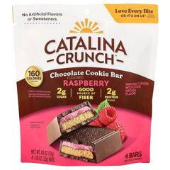 Catalina Crunch Chocolate Cookie Bars - Keto Friendly Snacks with 2g Sugar and 3g Protein - Gluten Free Low Carb Candy Bars, Kosher - Raspberry, 4 Count (Pack of 1)