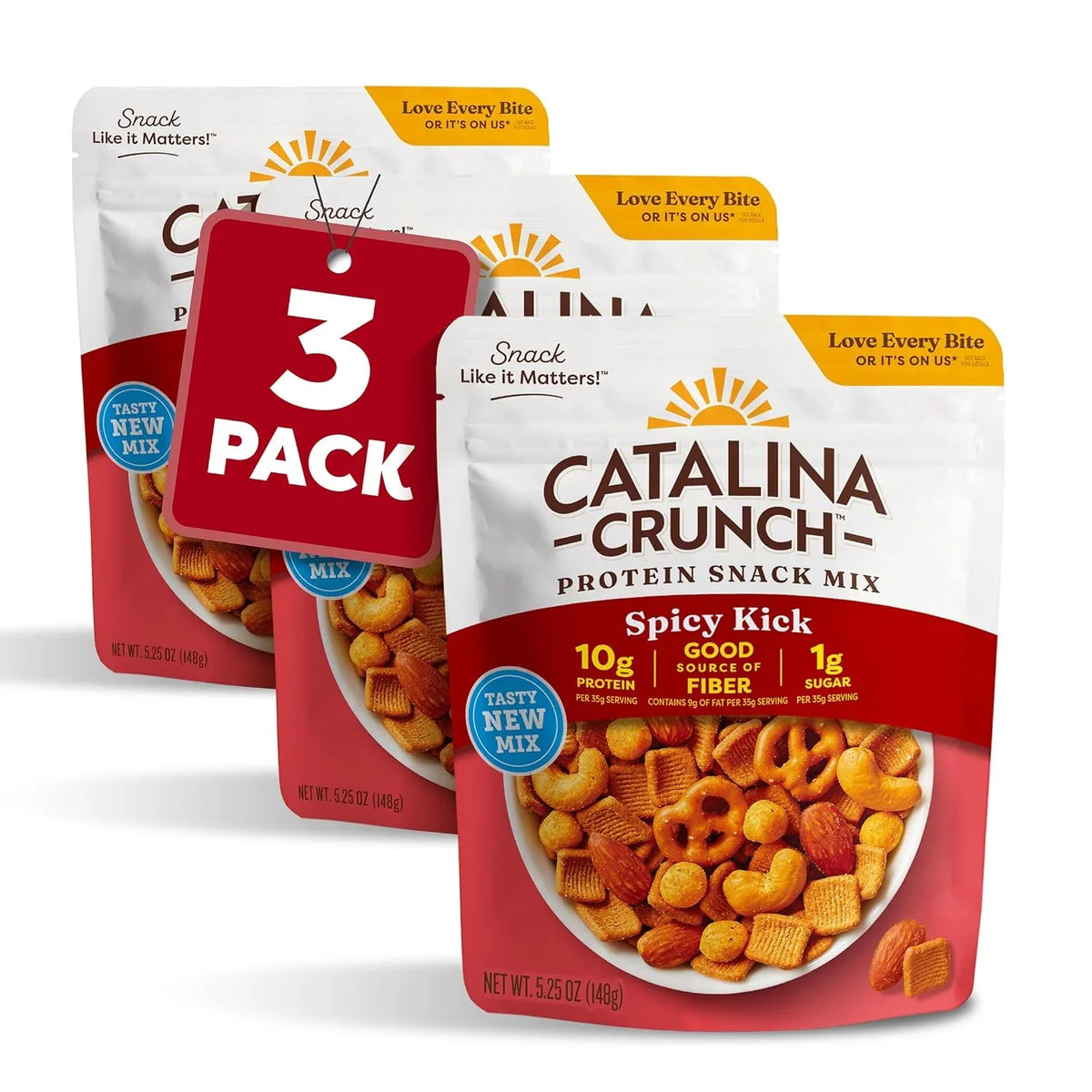 Catalina Crunch Protein Snack Mix, Spicy Kick, 5.25 oz Bag (Pack of 3)
