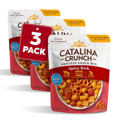 Catalina Crunch Protein Snack Mix - 10g Protein, 1g Sugar per Serving - Good Source of Fiber, Gluten Free - Spicy Kick, 5.25 Ounce Bag (Pack of 3) - Packaging May Vary