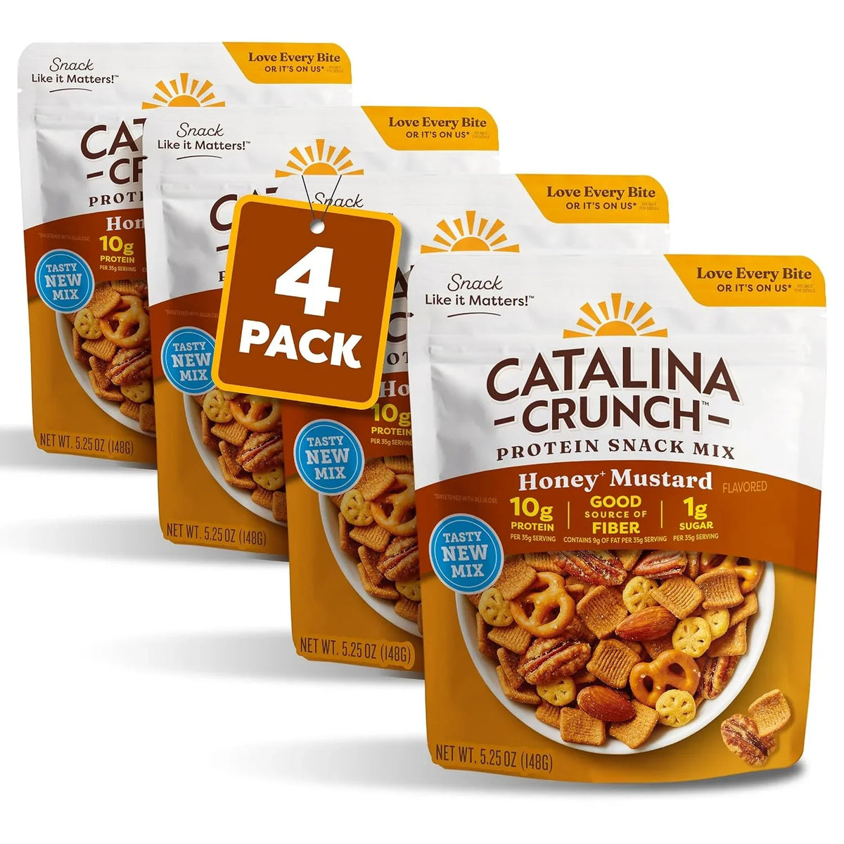 Catalina Crunch Protein Snack Mix, Honey Mustard, 5.25 oz Bag (Pack of 4)