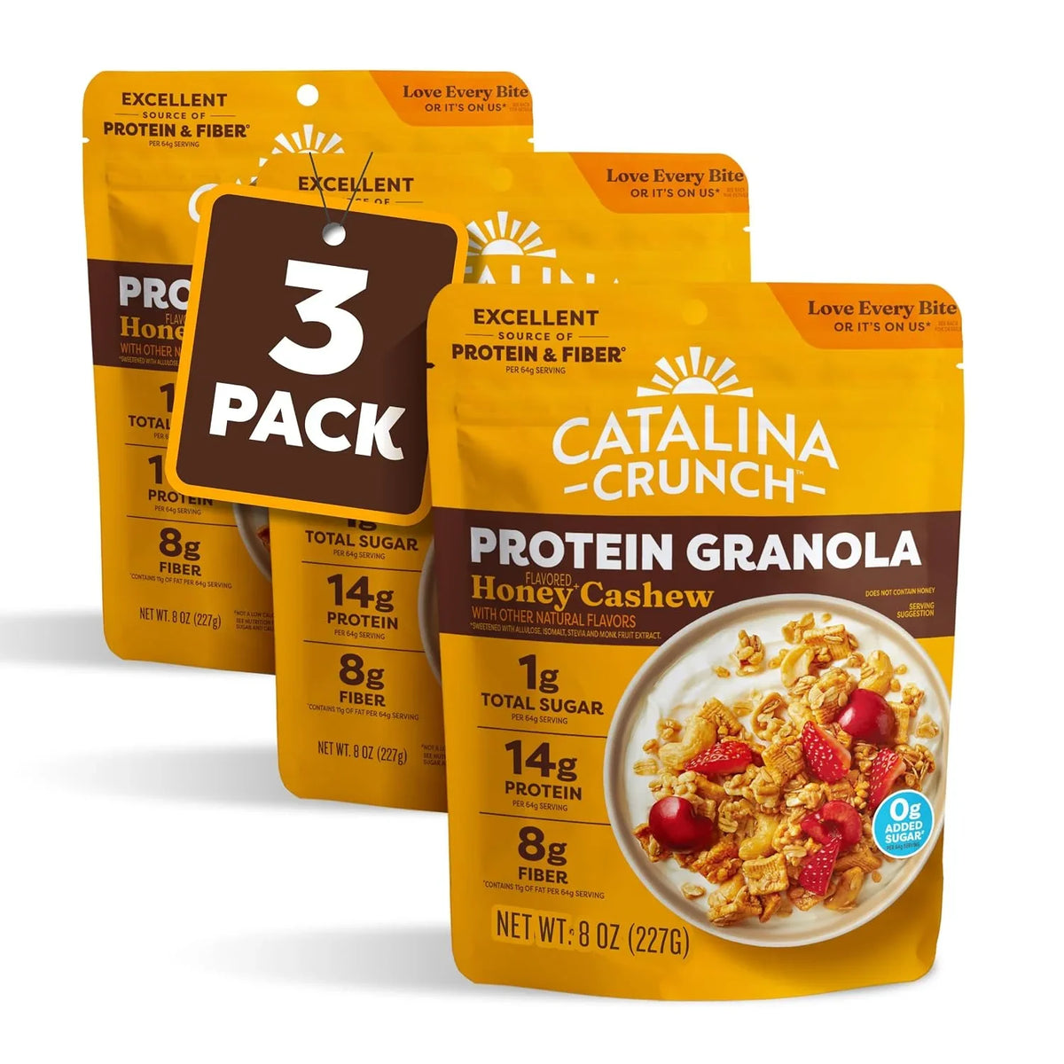 Catalina Crunch Protein Granola, Honey Cashew, 8 oz Bag (Pack of 3)