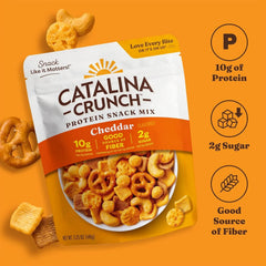 Catalina Crunch Protein Snack Mix with Cheese Crisps | 10g Protein, 2g Sugar per Serving | Good Source of Fiber, Gluten Free | Cheddar, 5.25 Ounce Bag (Pack of 3) - Packaging May Vary