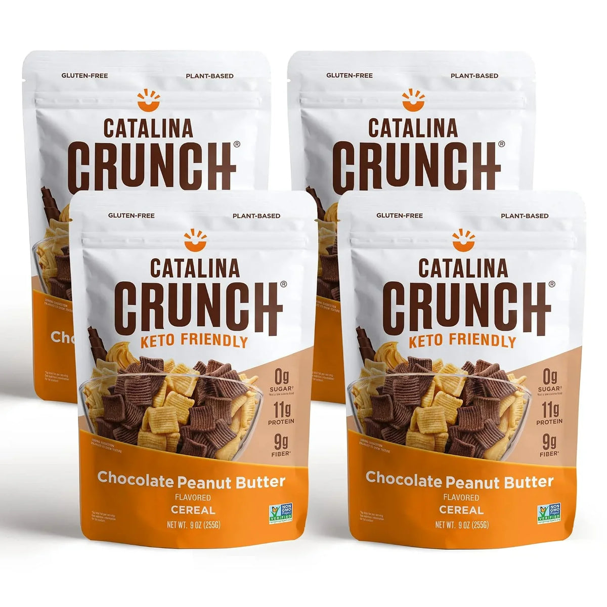 Catalina Crunch Chocolate Peanut Butter Keto Cereal 4 Pack (9oz Bags) | Low Carb, Sugar Free, Gluten Free | Keto Snacks, Vegan, Plant Based Protein | Breakfast Protein Cereals | Keto Friendly Food