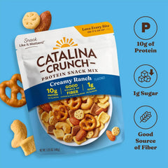 Catalina Crunch Protein Snack Mix | 10g Protein, 1g Sugar per Serving | Good Source of Fiber, Gluten Free | Creamy Ranch, 5.25 Ounce Bag (Pack of 3) - Packaging May Vary