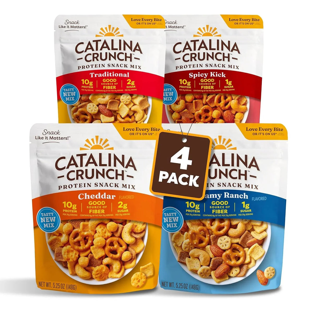 Catalina Crunch Protein Snack Mix with Cheese Crisps | 10g Protein, up to 2g Sugar per Serving | Good Source of Fiber, Gluten Free | Variety Pack 4 Flavors (Pack of 4) - Packaging May Vary