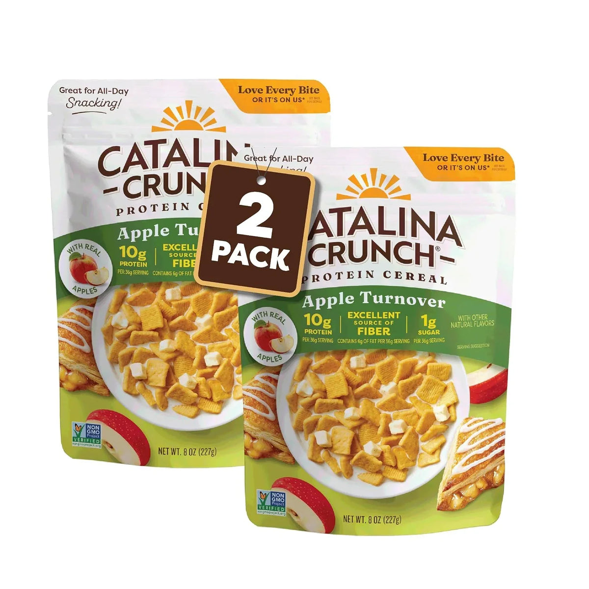 Catalina Crunch Protein Cereal, Apple Turnover, 8 oz Bag (Pack of 2)