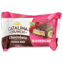 Catalina Crunch Chocolate Cookie Bars - Keto Friendly Snacks with 2g Sugar and 3g Protein - Gluten Free Low Carb Candy Bars, Kosher - Raspberry, 4 Count (Pack of 1)