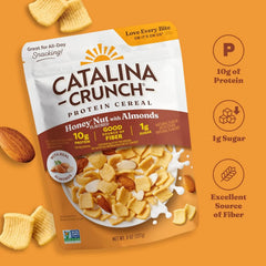 Catalina Crunch Protein Cereal - Breakfast Cereal with 10g of Protein, No Added Sugar - Gluten Free - Honey Nut with Almonds - 8 oz. Bag (Pack of 2) (Packaging May Vary)
