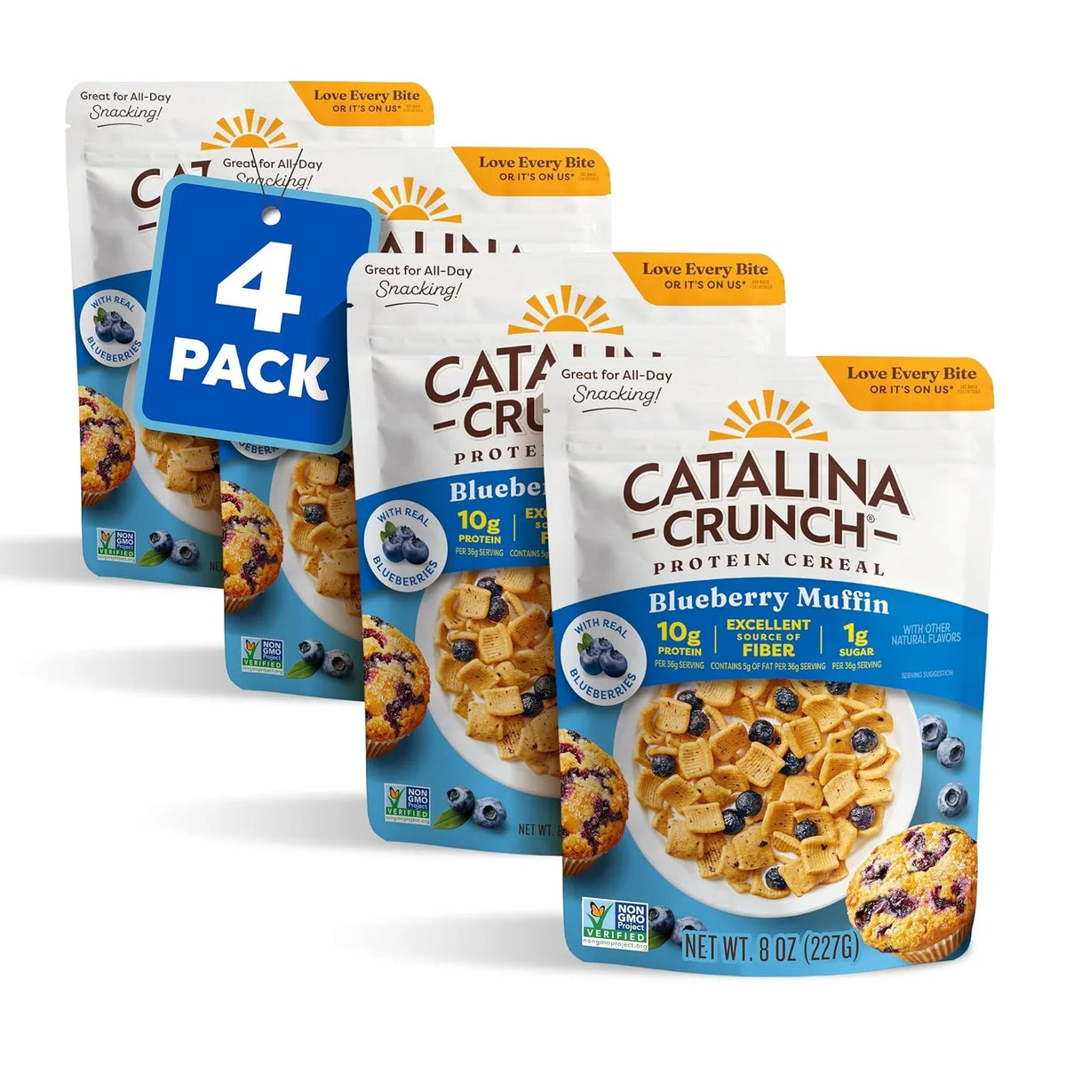 Catalina Crunch Protein Cereal, Blueberry Muffin, 8 oz Bag (Pack of 4)