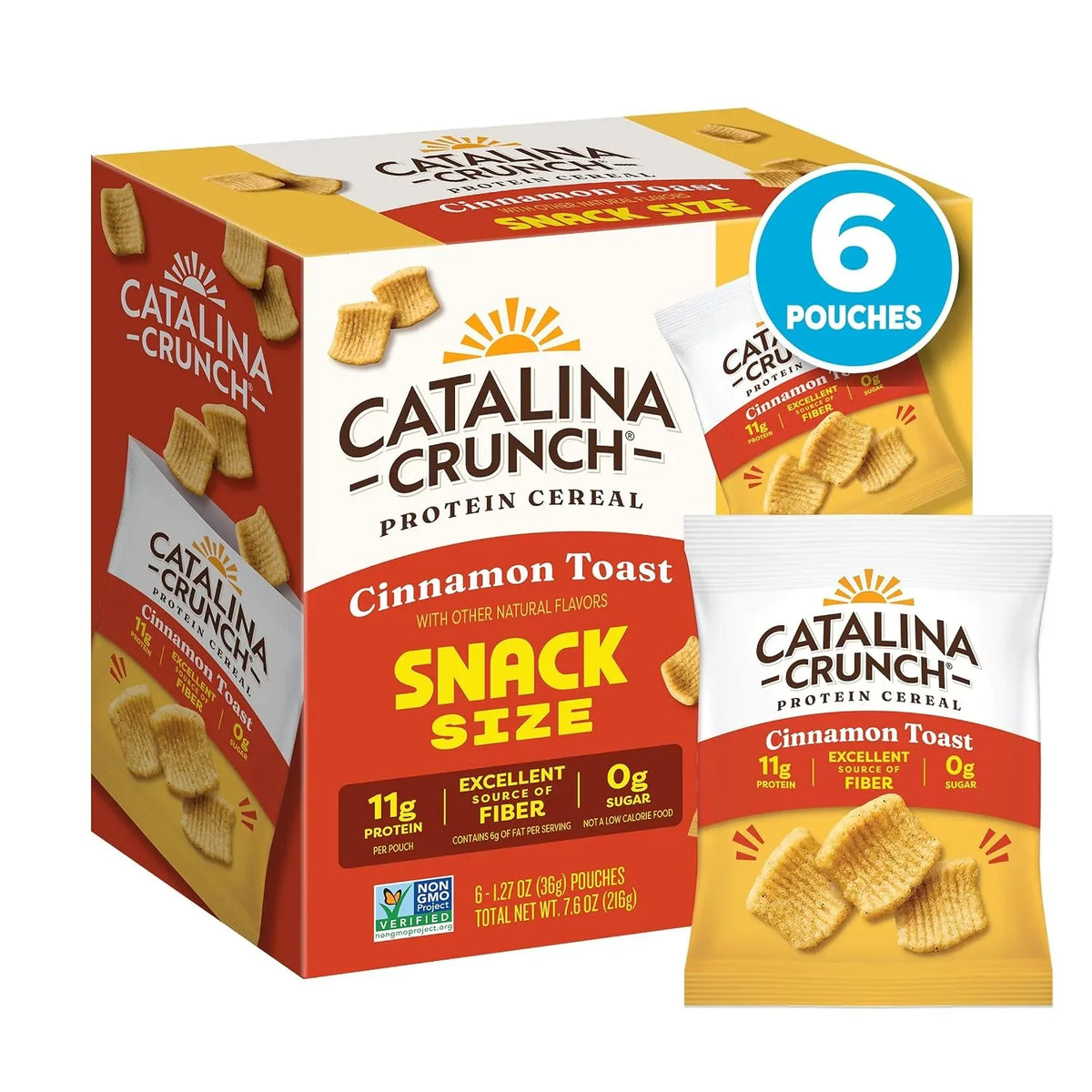 Catalina Crunch Protein Cereal, Cinnamon Toast Crunch, 1.27 oz, 6 Count