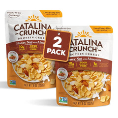 Catalina Crunch Protein Cereal - Breakfast Cereal with 10g of Protein, No Added Sugar - Gluten Free - Honey Nut with Almonds - 8 oz. Bag (Pack of 2) (Packaging May Vary)