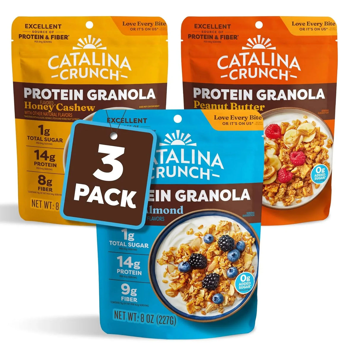 Catalina Crunch Protein Granola, Variety Pack, 8 oz Bag (Pack of 3)