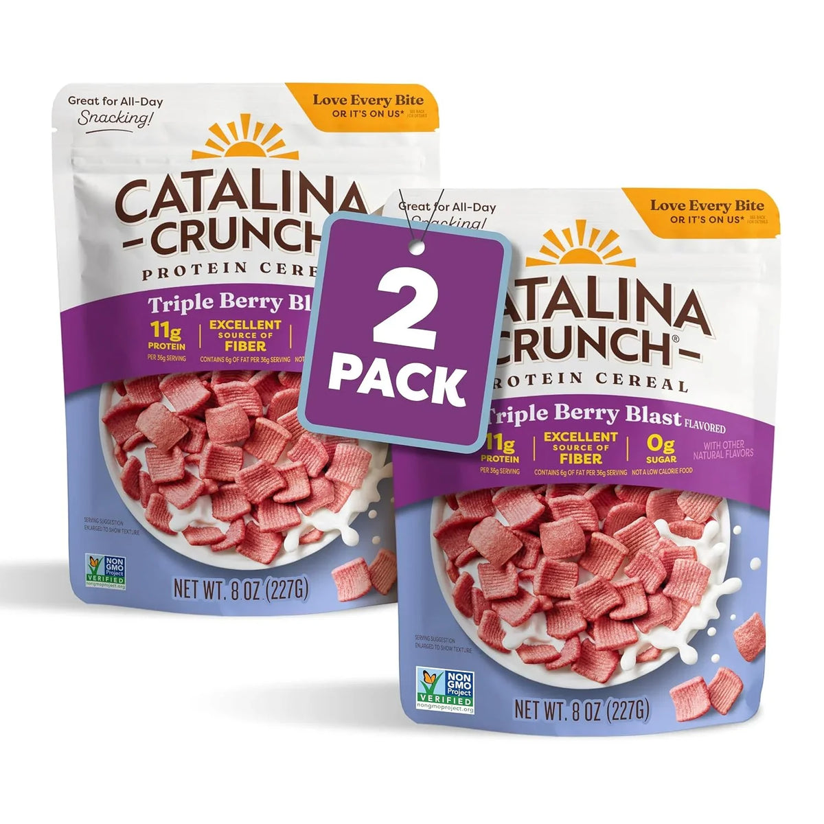 Catalina Crunch Protein Cereal, Triple Berry Blast, 8 oz Bag (Pack of 2)